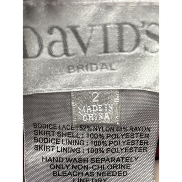 Davids Bridal Bridesmaid Dress Womens 2‎ Red Lace Bodice Chiffon Maxi F19328 - Picture 3 of 9